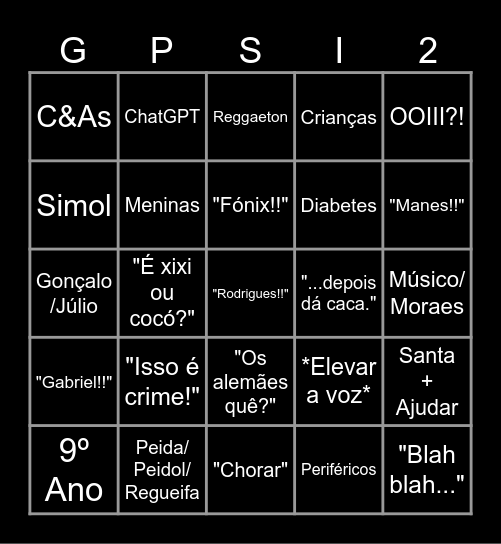 <3 Bingo do Delgas!!! v2 <3 Bingo Card