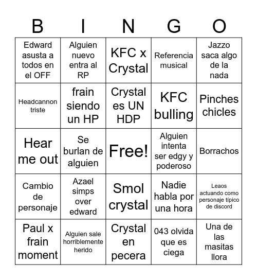 EDWARD BINGO Card