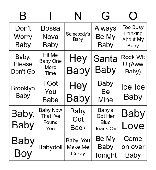 Oh Baby! Bingo Card