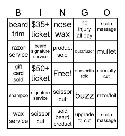 barber bingo Card