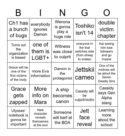 Chapter 1 Bingo Card