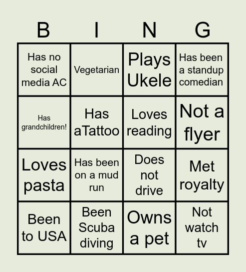 Fun Bingo Card