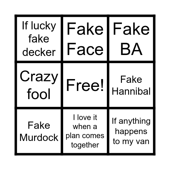 A team bingo Card