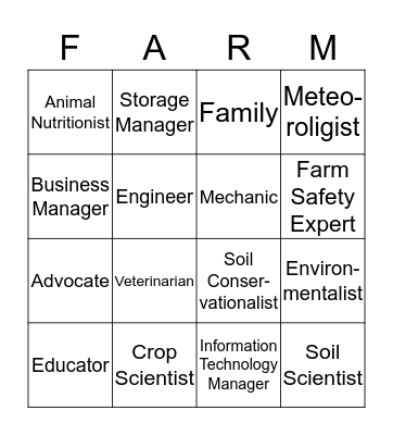 Farmer Bingo Card