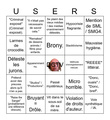 Dégénéré TV Bingo Card