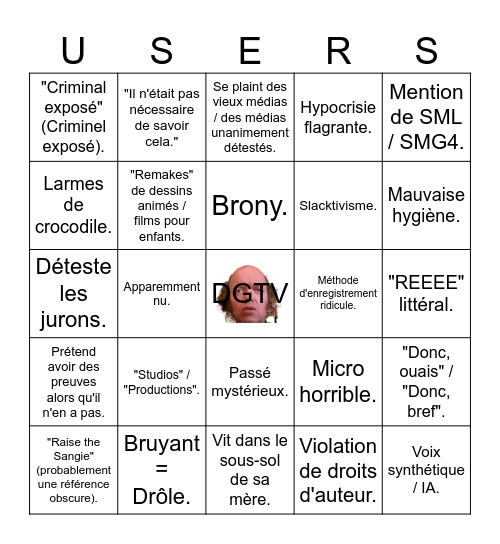 Dégénéré TV Bingo Card