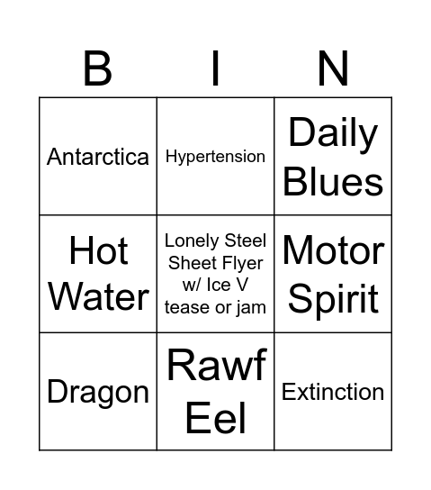 Miami Bingo Card