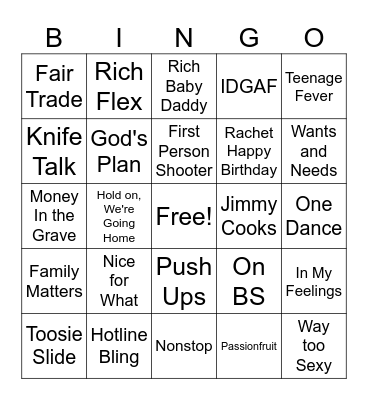 Drake Bingo Card