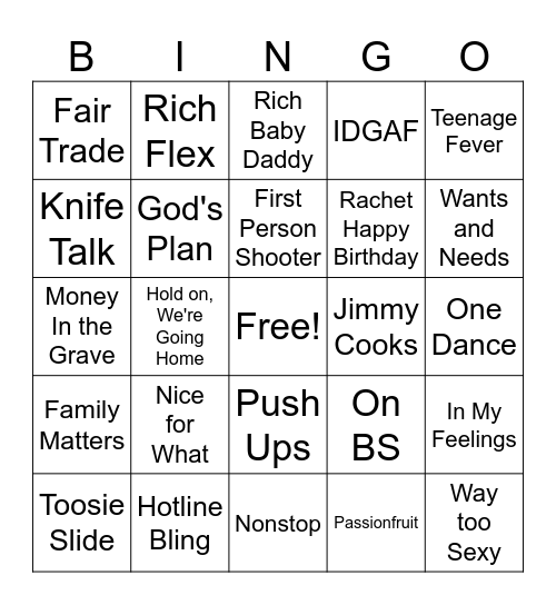 Drake Bingo Card
