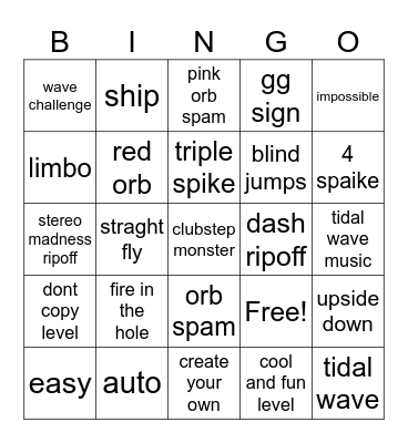 geometry dash bingo board Bingo Card