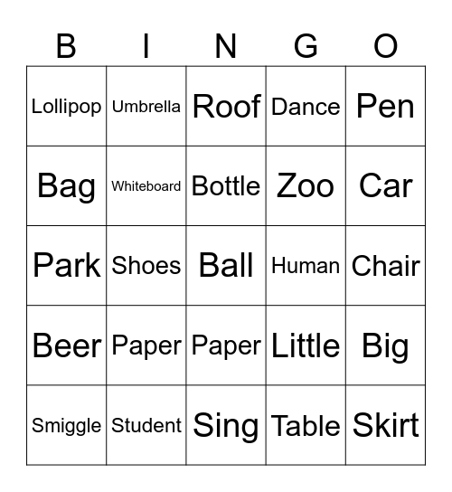 Bingo 2 Bingo Card