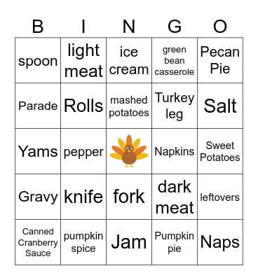 Thanksgiving Bingo Card