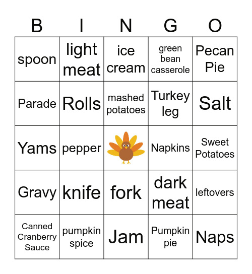 Thanksgiving Bingo Card