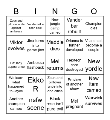 Arcane s2 act3 Bingo Card