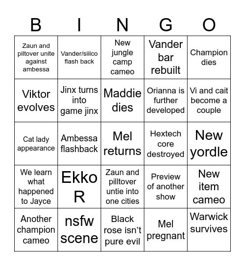 Arcane s2 act3 Bingo Card