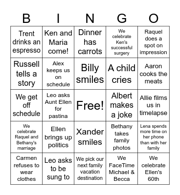 Straus Thanksgiving Bingo Card