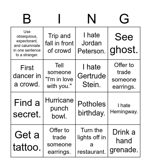 Miss Alex NOLA Bingo Card