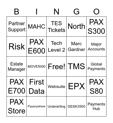 Tech 2 Bingo Card