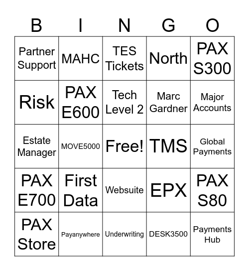 Tech 2 Bingo Card