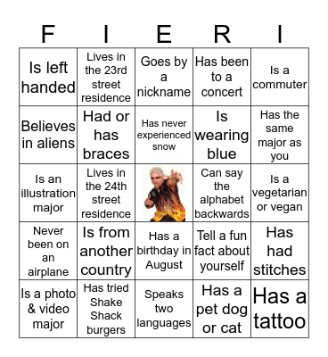 Diners, Drive-Ins, & Friends Bingo Card