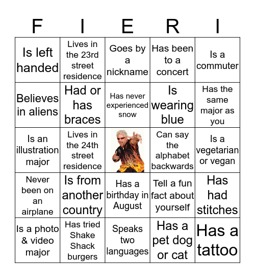 Diners, Drive-Ins, & Friends Bingo Card