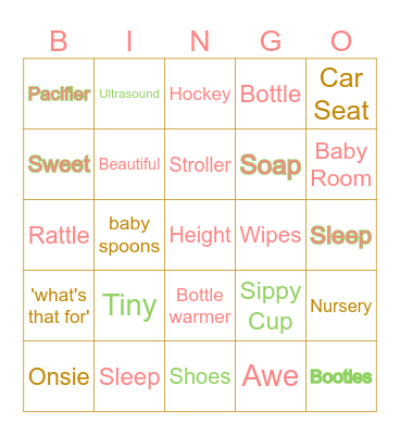 Baby Bingo Card