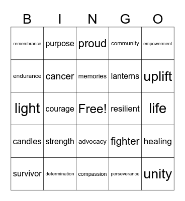 Lights of Hope UCB ACS Bingo Card