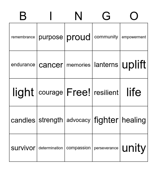 Lights of Hope UCB ACS Bingo Card