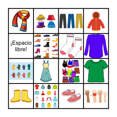 La ropa Bingo Card
