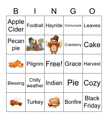 Fall Thanksgiving Bingo Card