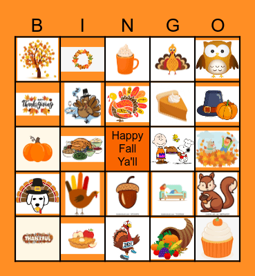 Thanksgiving Bingo Card