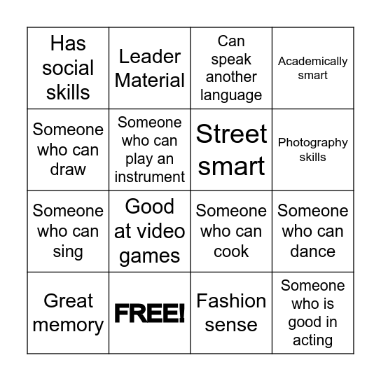 HUMAN BINGO Card