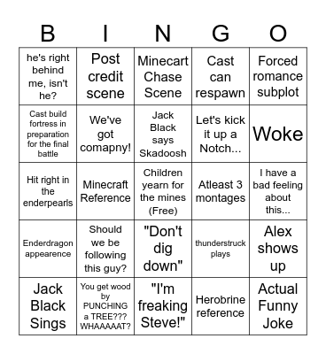 Minecraft Bingo Card