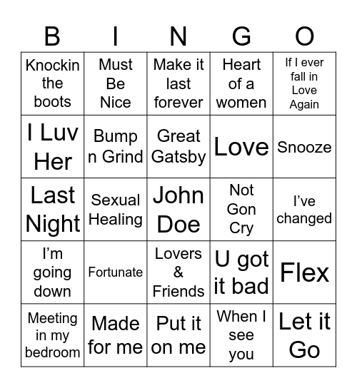 R&B BINGO Card