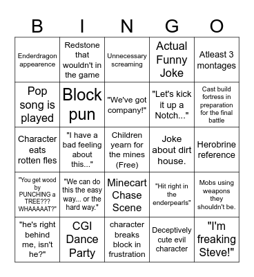 Minecraft Bingo Card