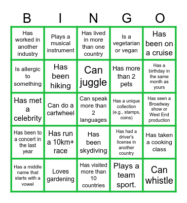 Lab Team Human BINGO Card