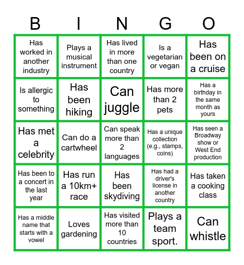 Lab Team Human BINGO Card