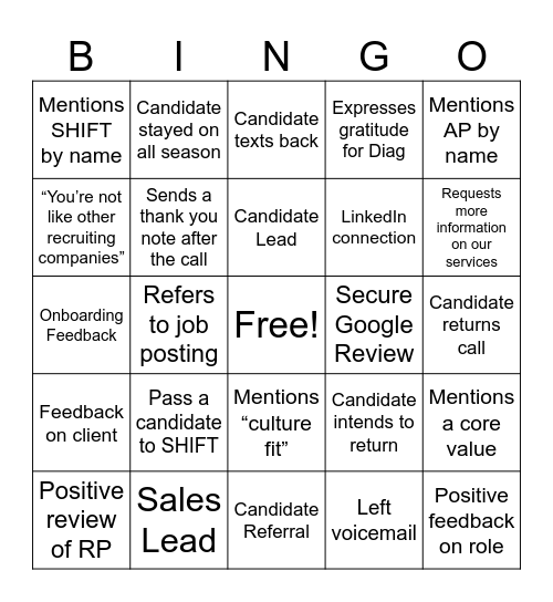 Traditional / Program - Mix Alumni Outreach Bingo Card