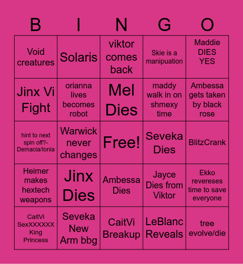 Lucy Win Bingo Card