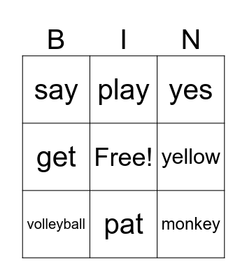 Phonics Bingo Card