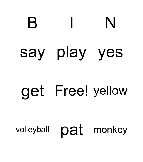 Phonics Bingo Card