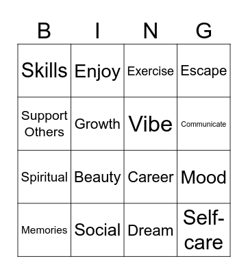 Music for Me Bingo Card