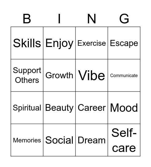 Music for Me Bingo Card