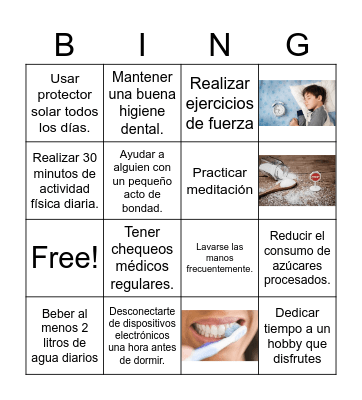 Hábitos saludables Bingo Card