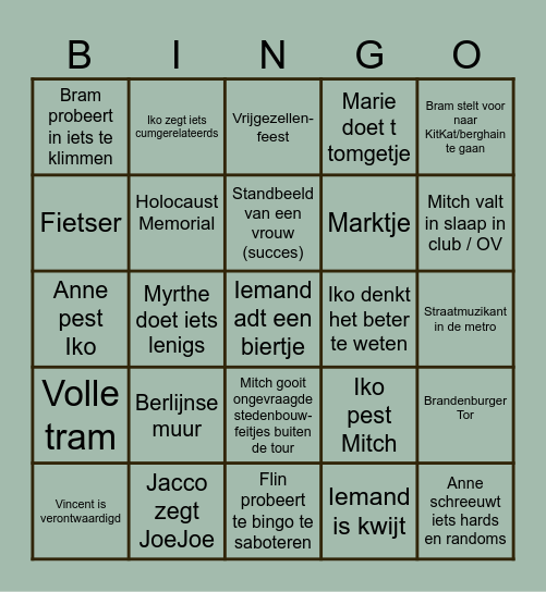 HuiSuitje BerlijN Bingo Card