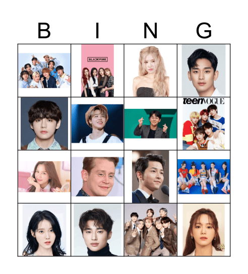 Celeb Bingo Card