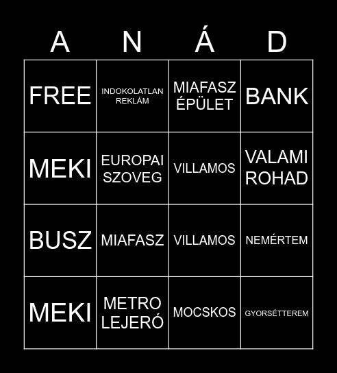 Google maps Bingo Card