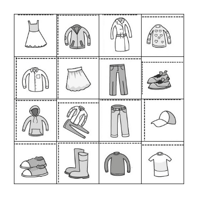 Clothes Bingo Card