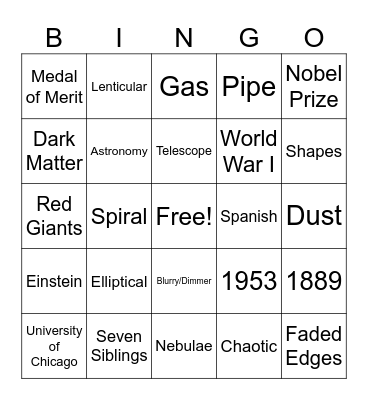 HUBBLE LISTENING Bingo Card