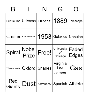 HUBBLE LISTENING Bingo Card